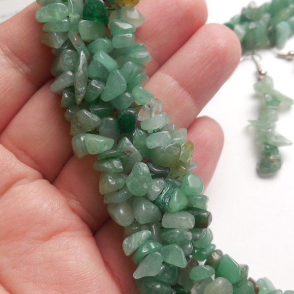 Green Aventurine Jewelry Set Necklace and Earrings - Picture 5 of 5